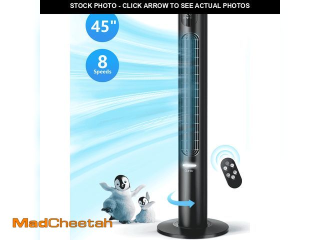 Lot 74-12803291 - Qunler 45" Tower Fan with Remote, 8 Speed , 4 Modes, 12H Timer, Oscillation, Standing  Fan for Bedro...