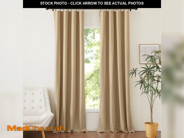 Lot 74-13963742 - NICETOWN 100% Blackout Linen Curtains with Thermal Insulated White Liner, Taupe, W52 x L95, 2 Panels...