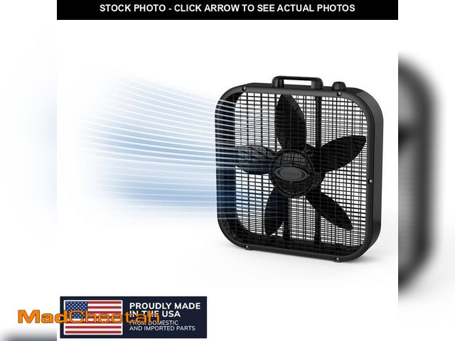 Lot 74-14223961 - Lasko Black Box Fan 20 in. 3 Speed for Home with Save Smart Technology, 1800 CFM and Carry Handle - ...