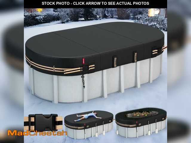 Lot 74-12570885 - QH.HOME 15x27 Ft Oval Pool Cover for Steel Wall Oval Pool, [Excellent Windproof ] with Adjustable Bu...
