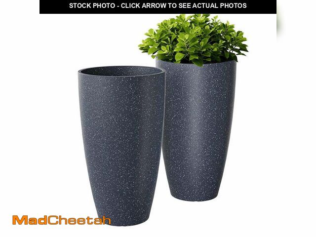 Lot 74-12890493 - 21 inch Tall Planters for Outdoor Plants Set of 2,Tall Plant Pots with Drainage Hole,Large Flower Po...