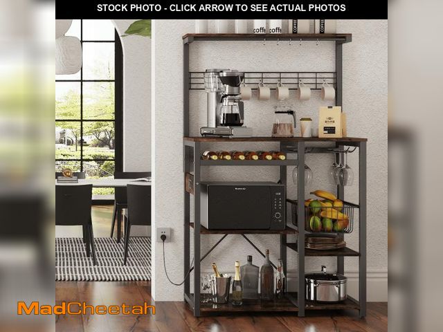 Lot 74-12486911 - Pantry Cart Microwave Stand with Storage, Behost 60"Coffee Bar Station Kitchen Island Baker Rack for...