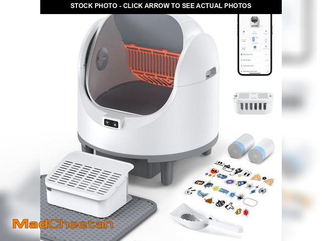 Lot 74-12357644 - Automatic Cat Litter Box Self Cleaning,68L Open-Top Litter Box for Multi Cats, APP Control,Weight Mo...