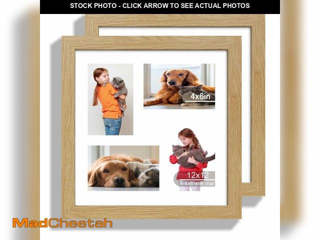 Lot 74-12701762 - Hongkee 12x12 Picture Frame Set of 2, Natural Oak Wood Frame with Glass Collage Frame, Display Pictu...