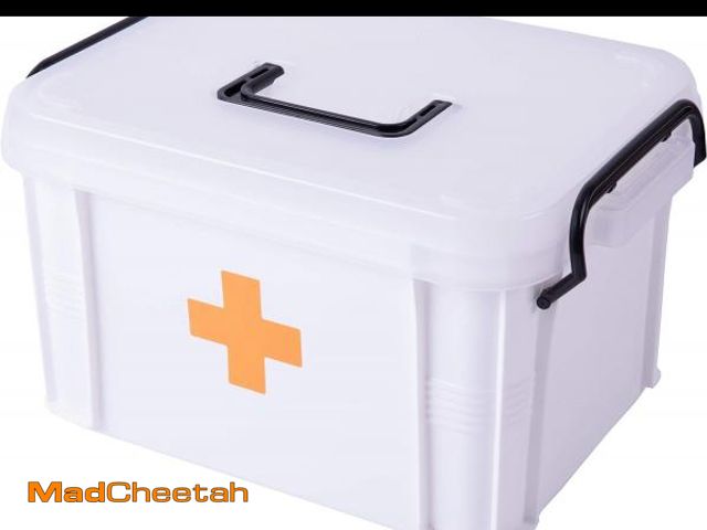 Lot 74-12400275 - (BROKEN HANDLE) White Large Empty Medical Box for Home Emergency Supplies, Travel, Car, and Dorms - ...