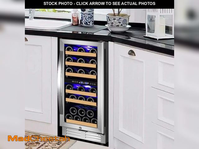 Lot 74-12425653 - TITTLA 15" Dual Zone 30-Bottle Cellar Cooling Unit Built- in Freestanding Compressor Wine Cooler wit...