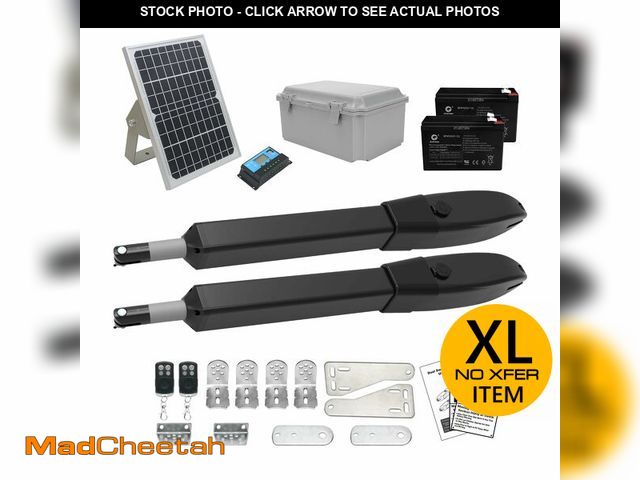 Lot 74-12568245 - JUJIANG C026 Solar Gate Opener with Batteries &amp; Solar Panel for Dual Swing Gates Up to 1540lb Au...