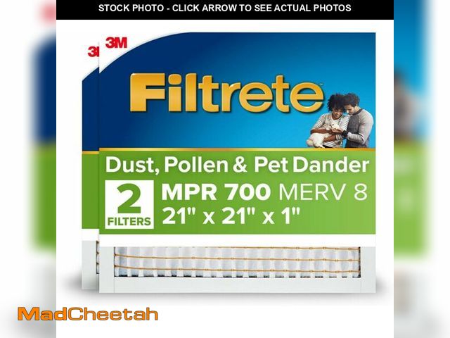 Lot 74-12633004 - Filtrete 21x21x1 AC Furnace Air Filter, MPR 700, MERV 8, Tough on Pollen, Easy on Airflow, 3-Month P...