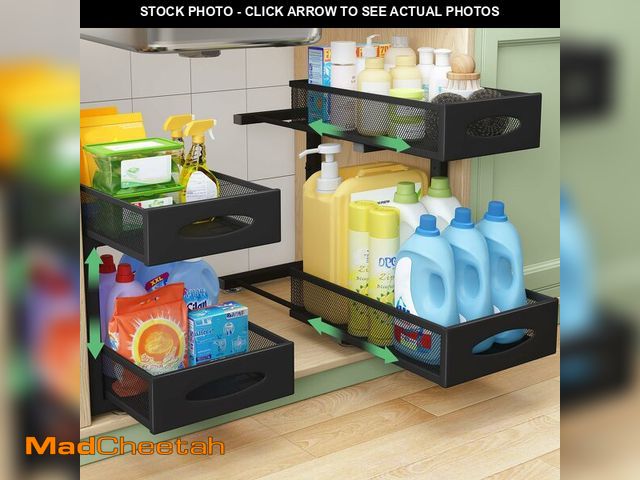 Lot 74-12718283 - Under Sink Organizer, 2 Pack 2 Tier Pull out Cabinet Organizer Baskets with Mesh Sliding Drawers, Sl...
