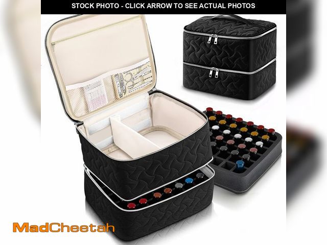 Lot 74-12971453 - DreamGenius Nail Polish Organizer Case Holds 42 Bottles, Portable Double-Layer Nail Polish Storage B...