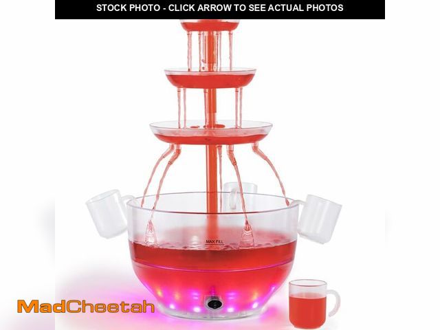 Lot 74-14149489 - Kusini Drink Fountain for Parties - 1.5 Gal, 3 Tier Punch Bowl Drink Tower, LED Base, 6 Reusable Cup...