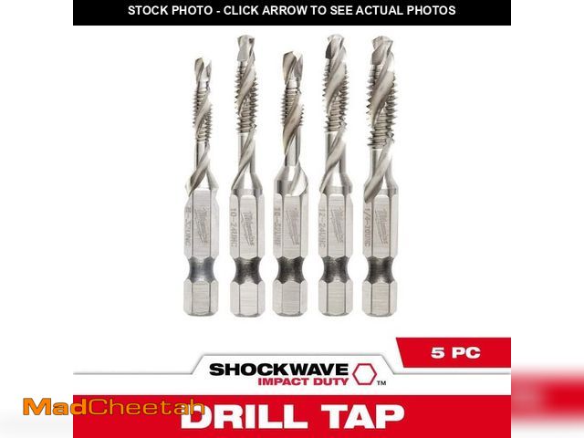 Lot 74-14255679 - Milwaukee SHOCKWAVE SAE Steel Drill Tap Set (5-Piece) - UNUSED