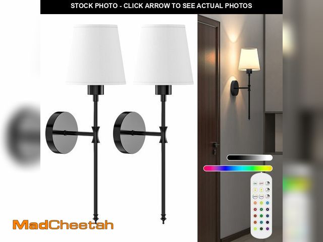 Lot 74-13549986 - viyawise Battery Operated Wall Sconce Lights Set of Two, Rechargeable Powered Wall Lamp with RGB Bul...