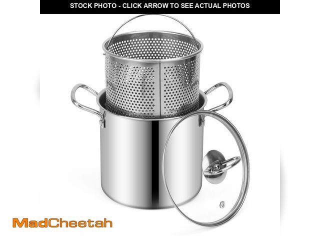 Lot 74-13574605 - Small Deep Fryer Pot with Basket, 3-Quart Mini Fryer for Small Batches Soup Pot and Lid for 1 to 3 P...