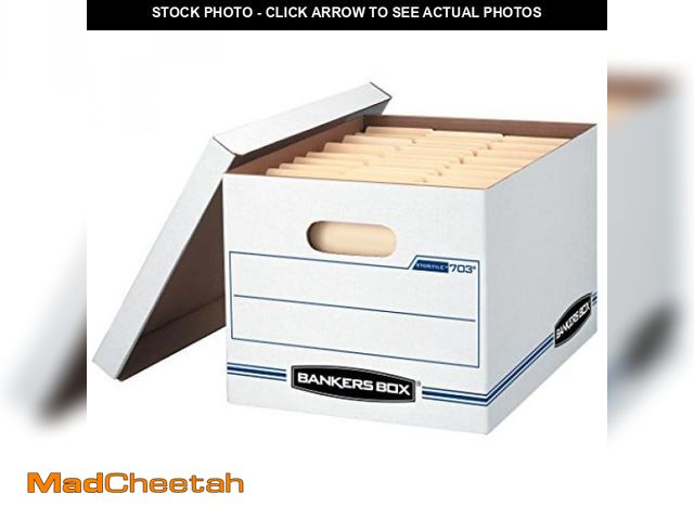 Lot 74-12396406 - Bankers Box 4 Pack STOR/FILE Basic Duty File Storage Boxes, Standard Assembly, Lift-off Lid, Letter/...