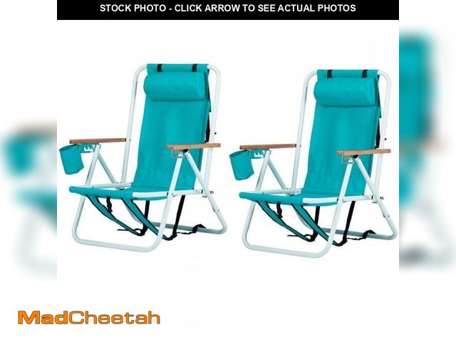 Lot 74-12492696 - Winado Portable 2 Pack Mint Green Steel Folding Adjustable Headrest Beach Chair - UNUSED