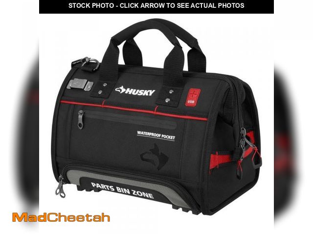 Lot 74-12409273 - Husky 16 in. Large Mouth Tool Bag with Parts Bin Zone - UNUSED