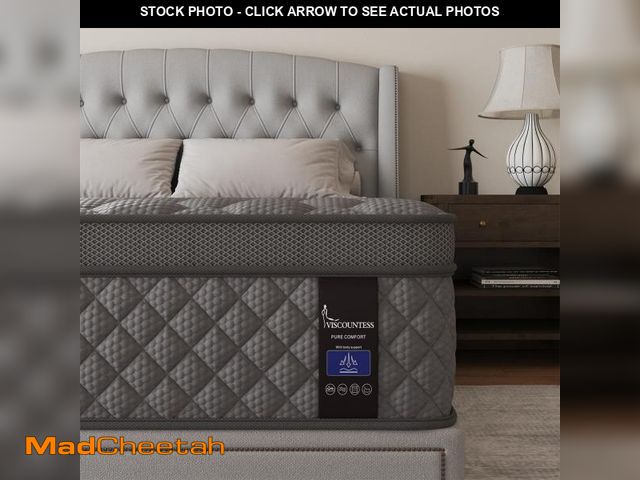 Lot 74-12227623 - VISCOUNTESS Twin Mattress, 14 Inch Hybrid Mattresses Grey Euro Top Medium Firm for Back &amp; Lumbar...