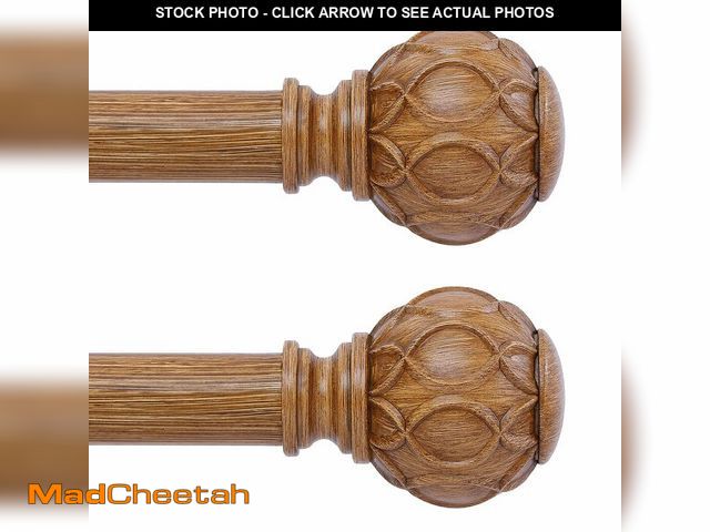 Lot 74-12706299 - TANGWIN 2 Pack Wood Curtain Rods for Windows 48 to 84 Inch(4-7ft),1 Inch Adjustable Curtain Rod,Heav...