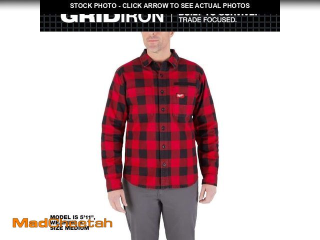 Lot 74-12989353 - Milwaukee Men's Red X-Large GRIDIRON Flannel Shirt - UNUSED