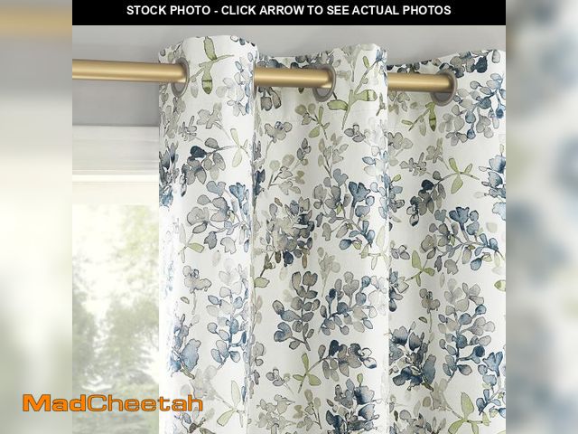 Lot 74-12526065 - Sun Zero Arlo 2-Piece Textured Thermal Insulated Room Darkening Grommet Curtain Panel Pair, Blue Flo...