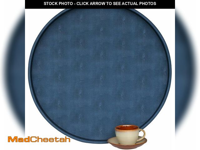 Lot 74-13583197 - HofferRuffer Large Round Serving Tray 24'', Elegant Faux Leather Circle Ottoman Table Tray, Serve Te...