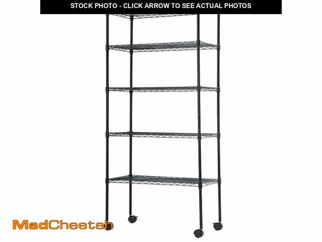 Lot 74-14369791 - BestOffice 14"W x 30"D x60"H-Shelf Adjustable Standing Garage Shelves Shelving Unit with Wheels, Bla...