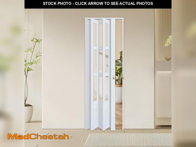 Lot 74-12359959 - CCBOYSHARDWARE 48X80in Accordion Door with Clear Panels, PVC Sliding Folding Doors with LockÃ¯Â¼ÅDi...
