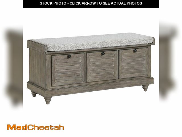 Lot 74-14611222 - (SOME DAMAGE)OSP Home Furnishings Dover Coastal Lift-Top Storage Bench with Shutter Face Styling, Go...
