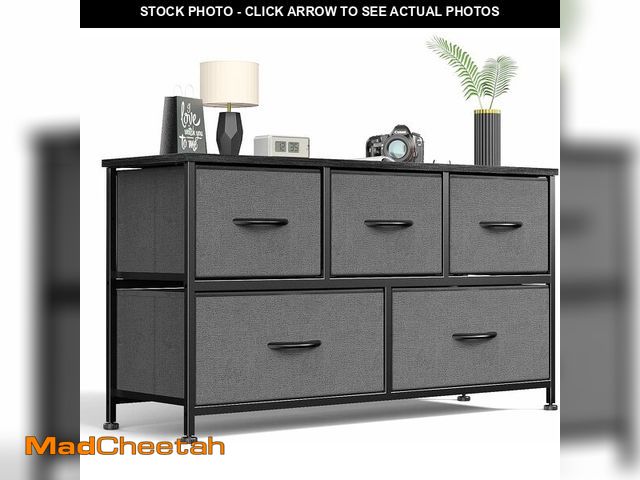 Lot 74-13042442 - Sweetcrispy Dresser for Bedroom 5 Fabric Drawers Dresser Clothes Cabinet Storage Organizers and Wood...