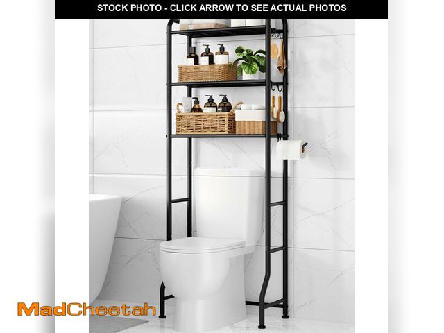 Lot 74-14602484 - WhizMax Over The Toilet Storage Shelf with Toilet Paper Holder Removable Towel Hooks Floor Standing ...
