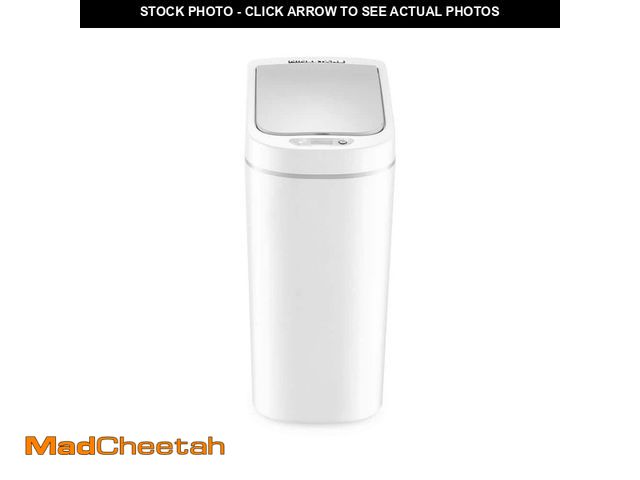 Lot 74-14605715 - NINESTARS 1.9 Gal. White Slim Shape Motion Sensor Trash Can DZT-7-2 - UNUSED