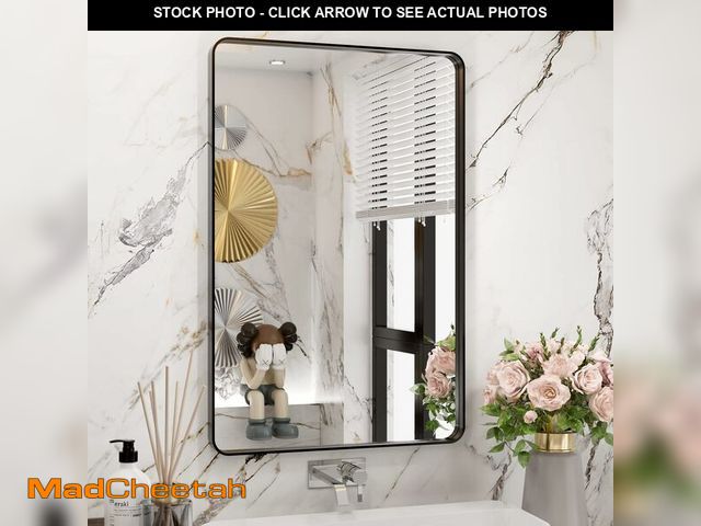 Lot 74-12664789 - WEER Black Bathroom Mirror 20X30 Inch, Rectangular Matte Black Metal Framed Vanity Mirror, Farmhouse...