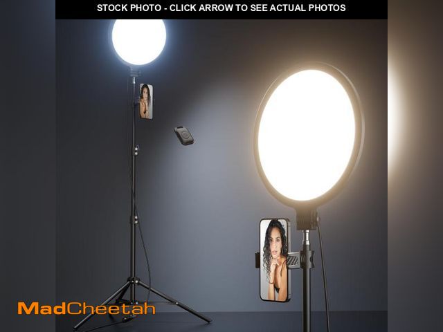 Lot 74-12444248 - Weilisi 10.5" Ring Light with 69" Tripod Stand and Phone Holder Kit, Full-Screen Zoom Lighting for V...