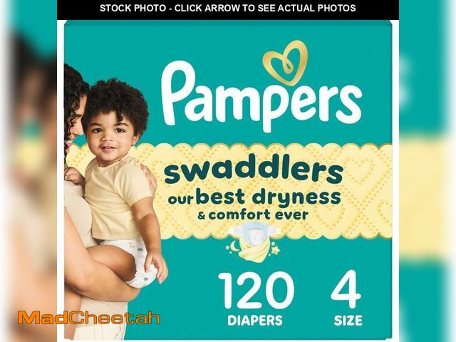 Lot 74-14582037 - Swaddlers Diapers, Size 4 (15-34 lbs), 120 Count, Fragrance Free, Hypoallergenic, Absorbent, Pediatr...