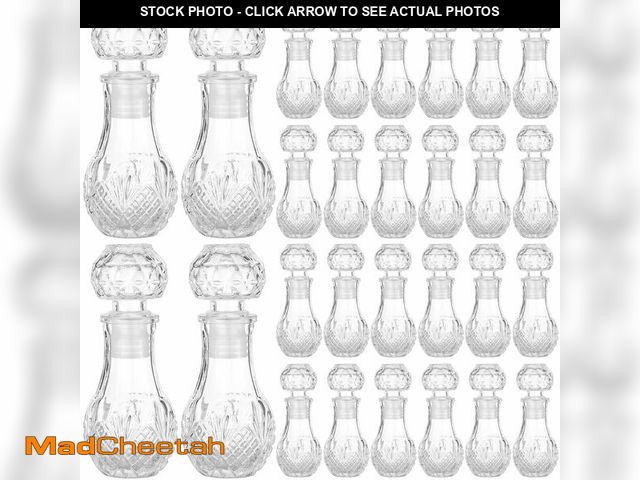 Lot 74-14057980 - Chuangdi 24 Pcs Mini Glass Wine Bottles 1.7oz Glass Tequila Bottles with Stopper Decorative Tequila ...