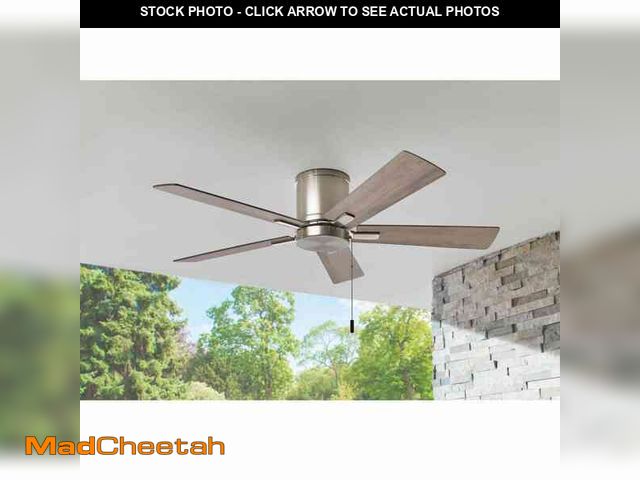 Lot 74-12804224 - Hampton Bay Grantway 48 in. Indoor/Covered Outdoor Brushed Nickel Low Profile Ceiling Fan Without Li...