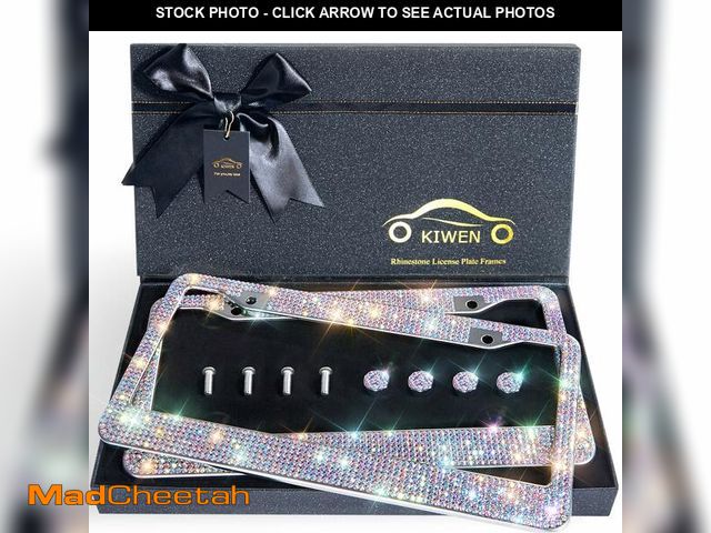 Lot 74-13050716 - Bling License Plate Frames with High End Ribbon Gift Box,2 Pack Rhinestone License Plate Frame,Handc...