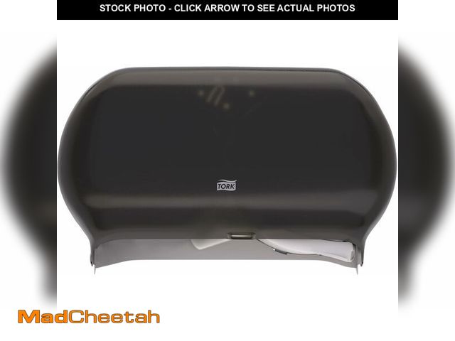 Lot 74-14251248 - Tork Twin Jumbo Toilet Paper Roll Dispenser Smoke T22, Refill Indicator Window, 56TR - UNUSED