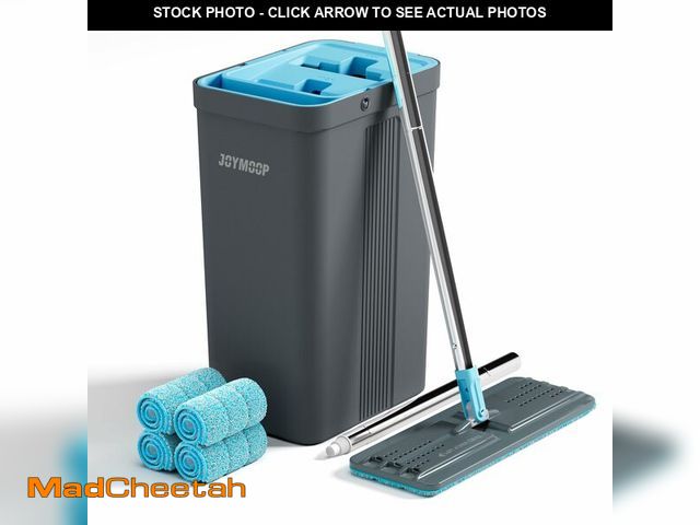 Lot 74-14268838 - JOYMOOP Mop and Bucket Set, Mops for Floor Cleaning, Wall Mop Cleaner with Long Handle, with 4 Reusa...