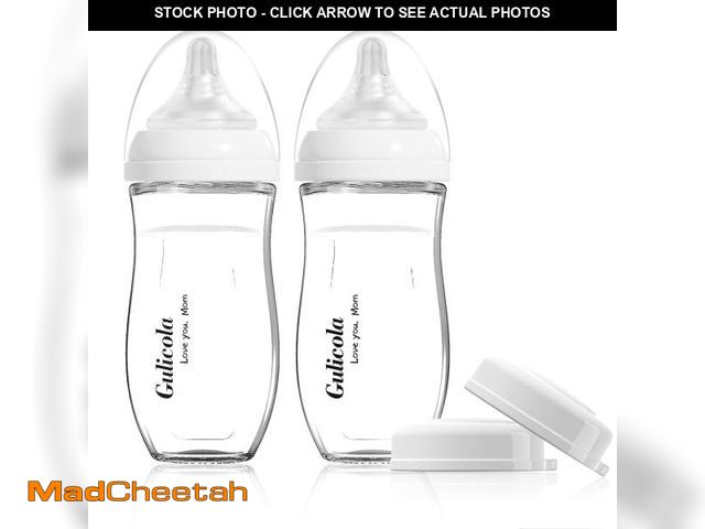 Lot 74-12436781 - Gulicola Natural Glass Baby Bottle for Breastfed Babies, Anti-Colic Baby Bottle Set with Medium Flow...
