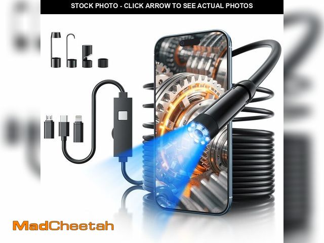 Lot 74-13624377 - Endoscope Camera with Light, 1920P HD Bore Scope Borescope with 8 Lights, Waterproof 16.4FT Semi-Rig...