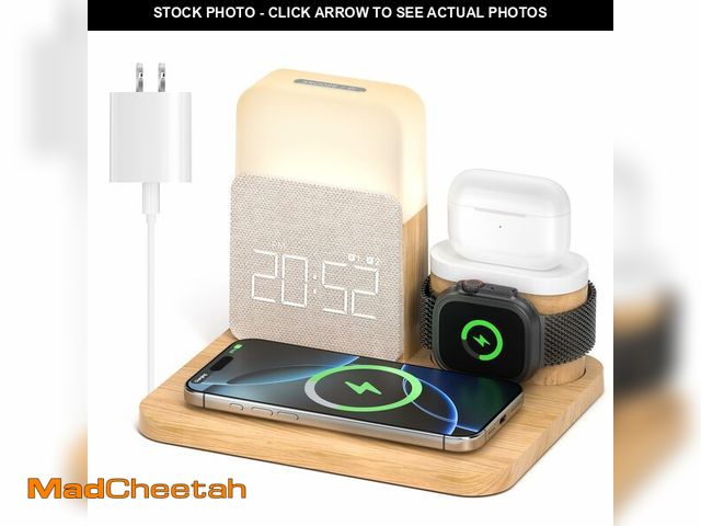 Lot 74-13621756 - Alarm Clock Charging Station for Bedrooms, 7 in 1 Wireless Charging Station, Magnetic Charger with N...