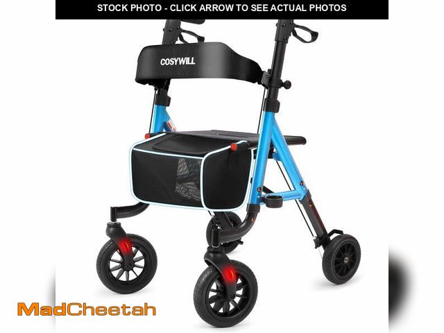 Lot 74-12678101 - COSYWILL Aluminum Rollator Walker with Seat,Height Adjustable Mobility Walker with 8" Wheels,350 lb ...