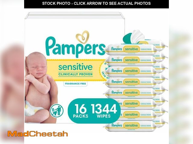 Lot 74-13042333 - Baby Wipes, Sensitive, Water Based Wipe, Clinically Proven, Hypoallergenic, and Unscented for Babies...