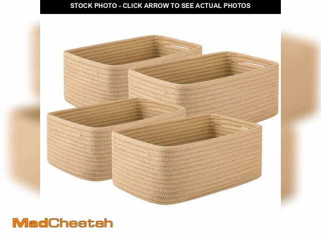 Lot 74-14062947 - OIASKET 4 Pack Small Storage Shelf Baskets for Organizing, Mini Woven Rope Storage Bins for Towels, ...
