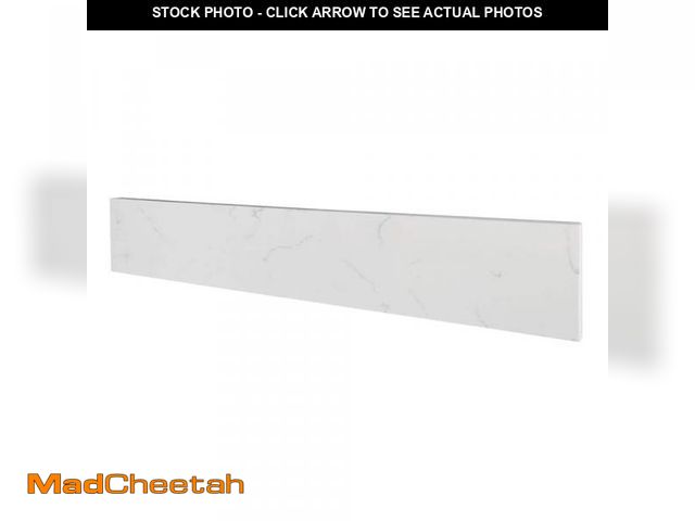 Lot 74-12413432 - (SOME DAMAGE) Home Decorators Collection 21.25 in. W Quartz Vanity Sidesplash in Carrara White / Pol...