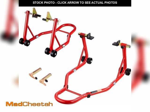 Lot 74-13041796 - VEVOR Motorcycle Stand Lift, 850lbs Capacity Front Rear Combo Stand Lift, Front Wheel Dual-Fork Stan...