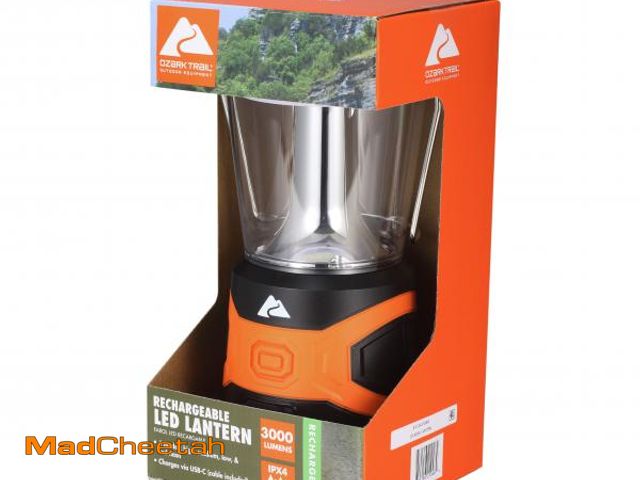 Lot 74-12527904 - Ozark Trail 3000 Lumen Rechargeable LED Lantern â Bright, Portable &amp; Long-Lasting Camping Ligh...