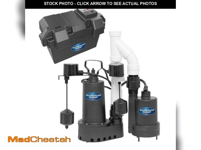 Lot 74-14244902 - Superior Pump Pre-Assembled Emergency Backup Sump Pump System - USED